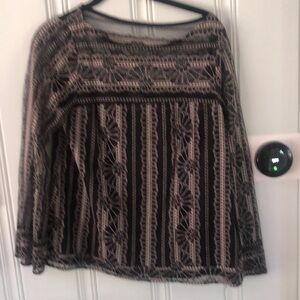 Brown and Tan Relaxed Embellished Blouse